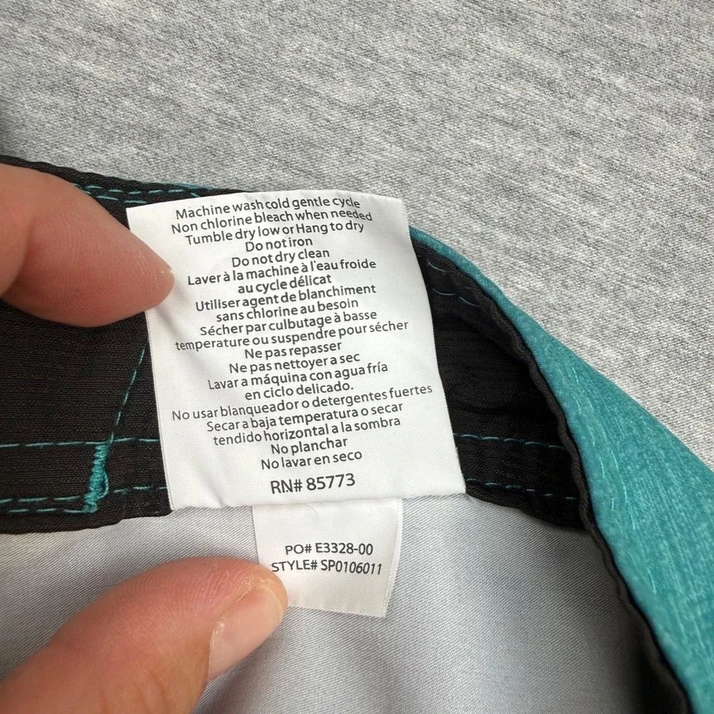 ONeill Hyperfreak Mens Board Shorts Teal Charcoal Striped Size 30 SP0106011